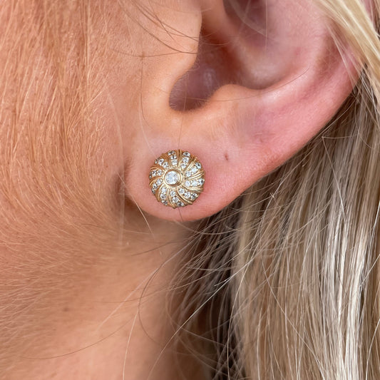9ct Gold CZ Swirl Stud Earrings