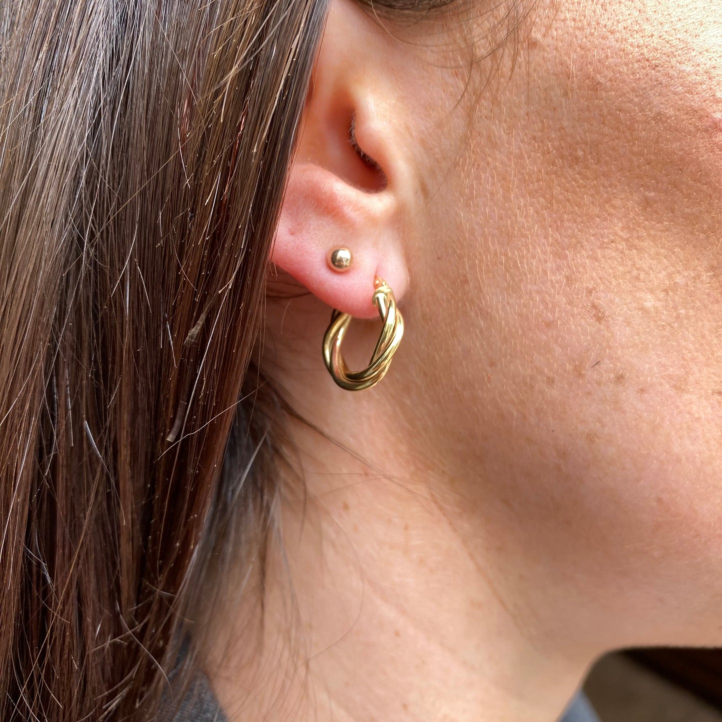 9ct Gold Braided Twist Hoop Earrings | 17mm - John Ross Jewellers