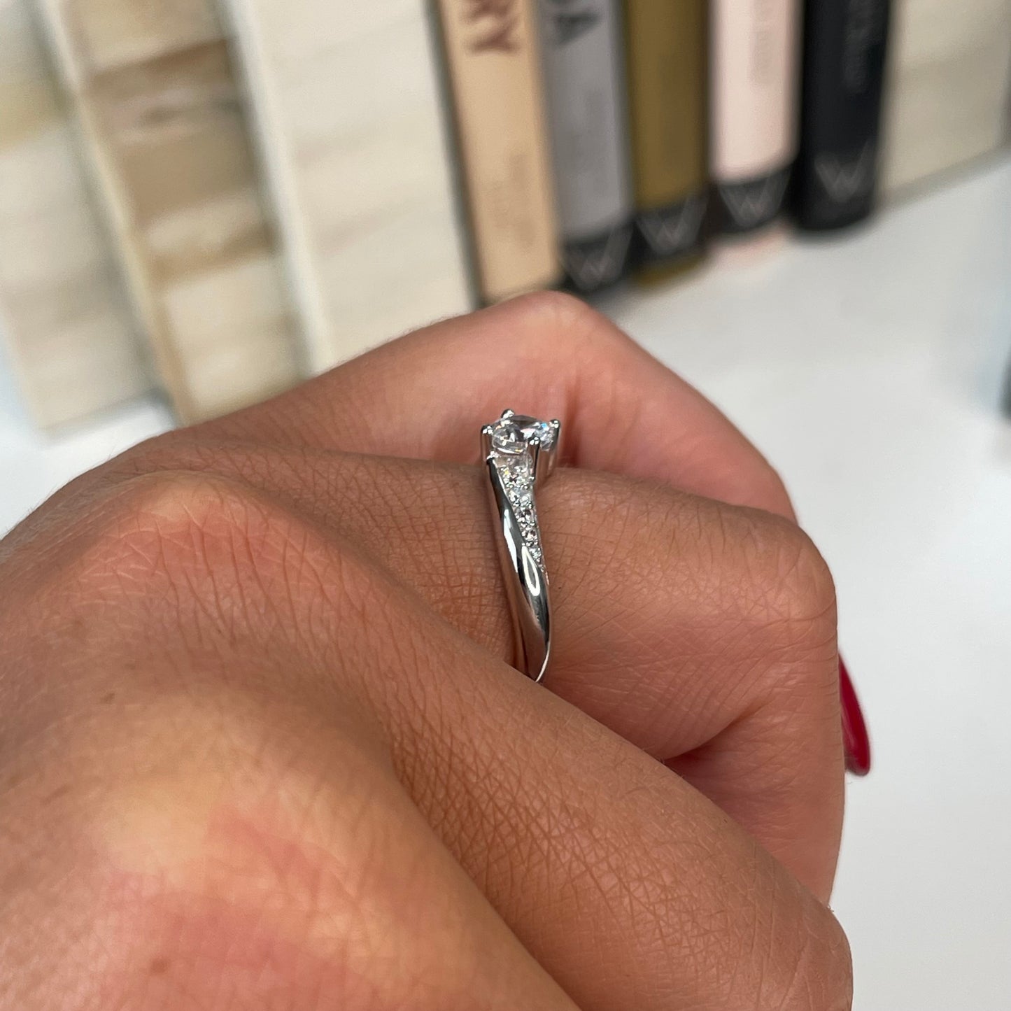 Silver CZ Twist Solitaire Ring - John Ross Jewellers