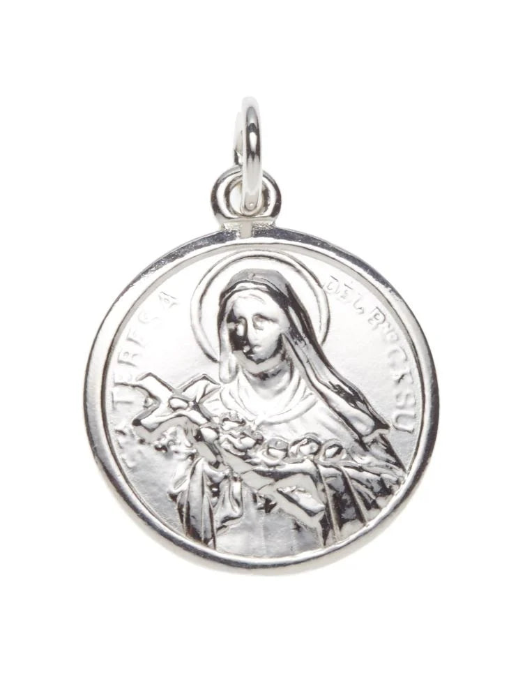 Silver St Therese Medal Necklace