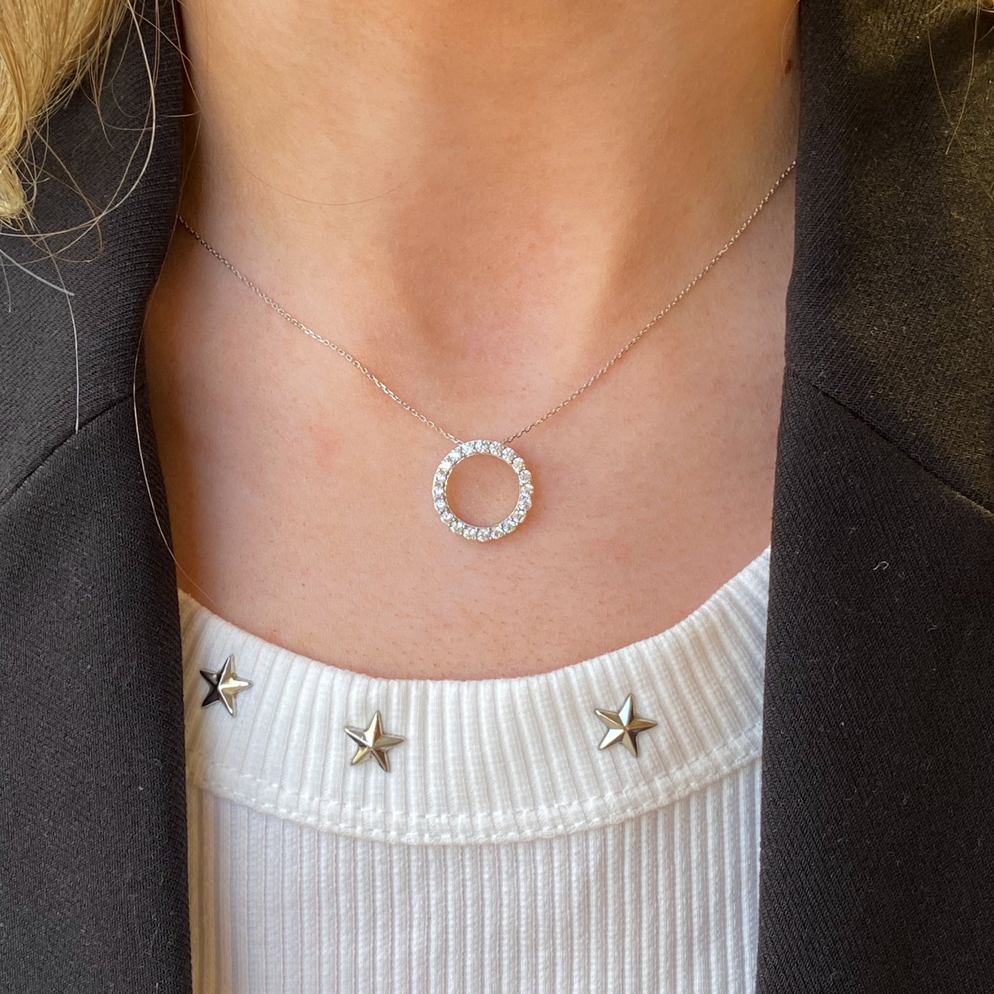 9ct White Gold CZ Eternity Necklace - John Ross Jewellers