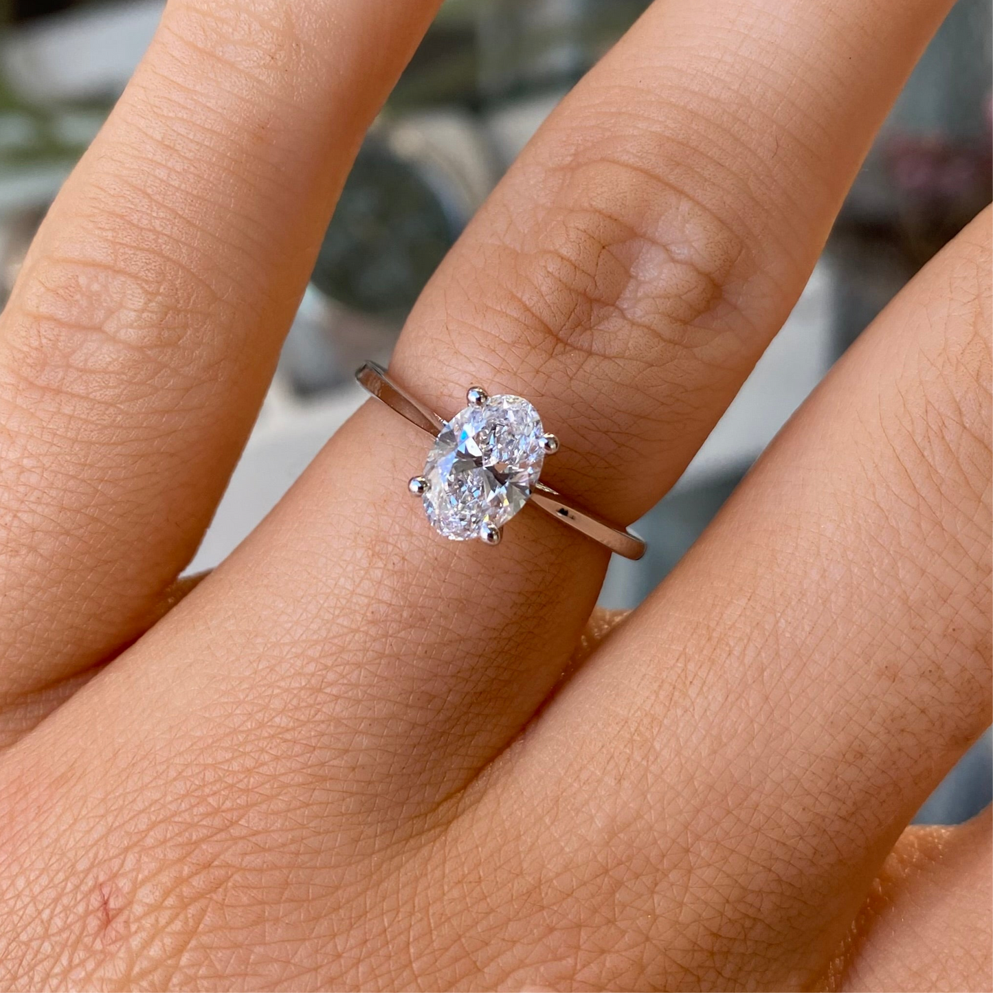 Platinum Solitaire Engagement Ring | Lab 1.00ct Oval - John Ross Jewellers