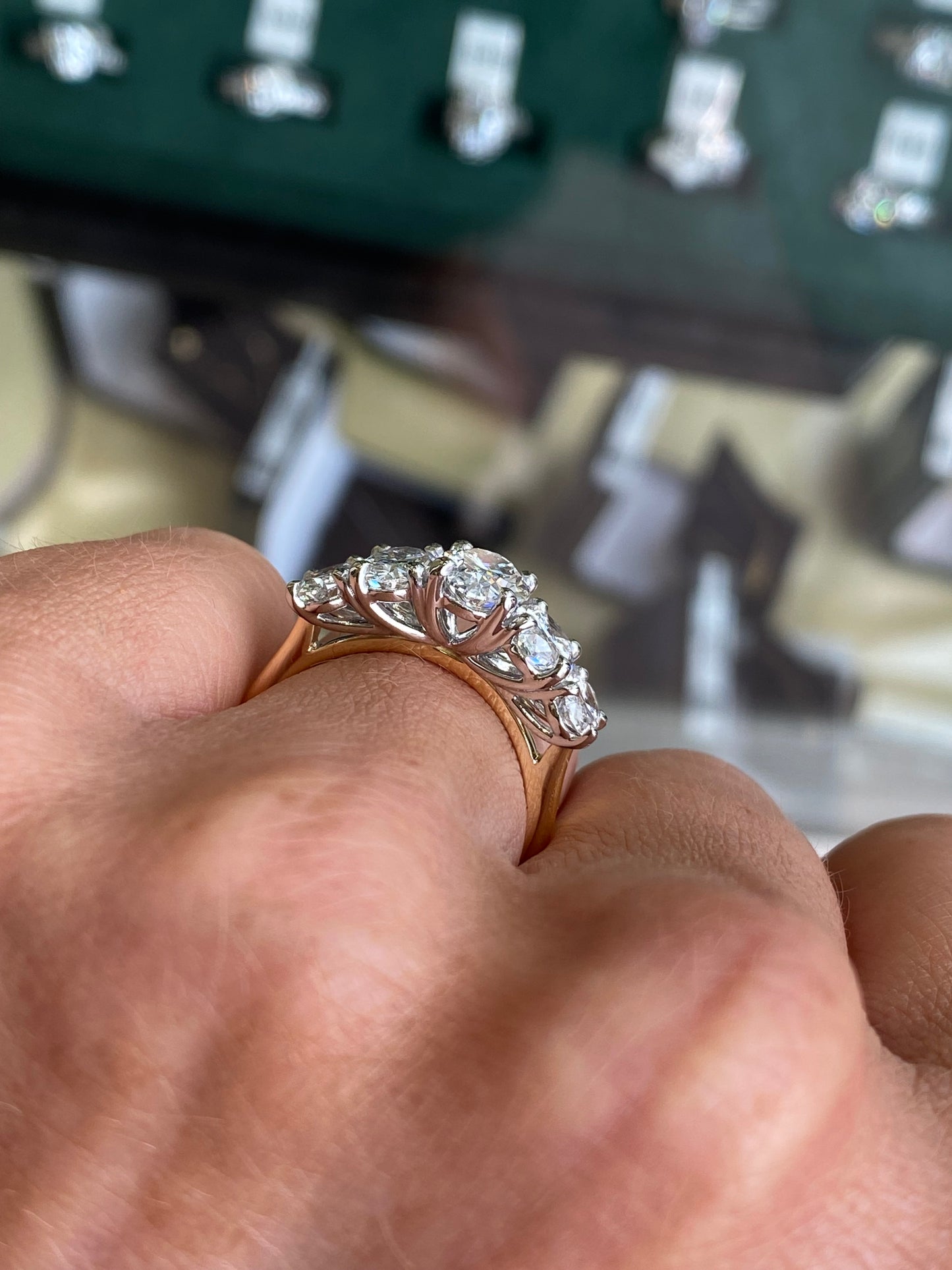 18ct Gold Oval Five Stone Eternity Ring | Certificated Lab 3.46ct