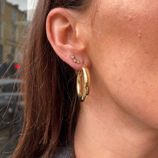 9ct Gold Chunky Tube Hoop Earrings 20mm - John Ross Jewellers