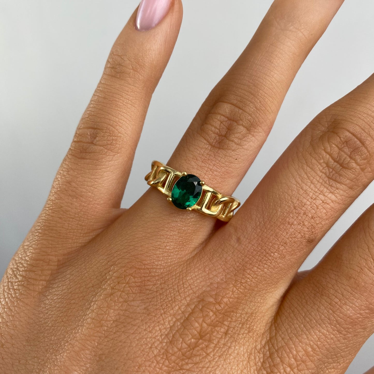 Sunshine Green CZ Chain Ring - John Ross Jewellers