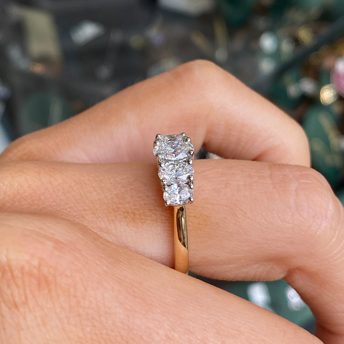 18ct Gold Oval Five Stone Eternity Ring | Certificated Lab 3.26ct