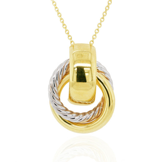 9ct Gold Chunky Pendant Necklace | Two Tone - John Ross Jewellers