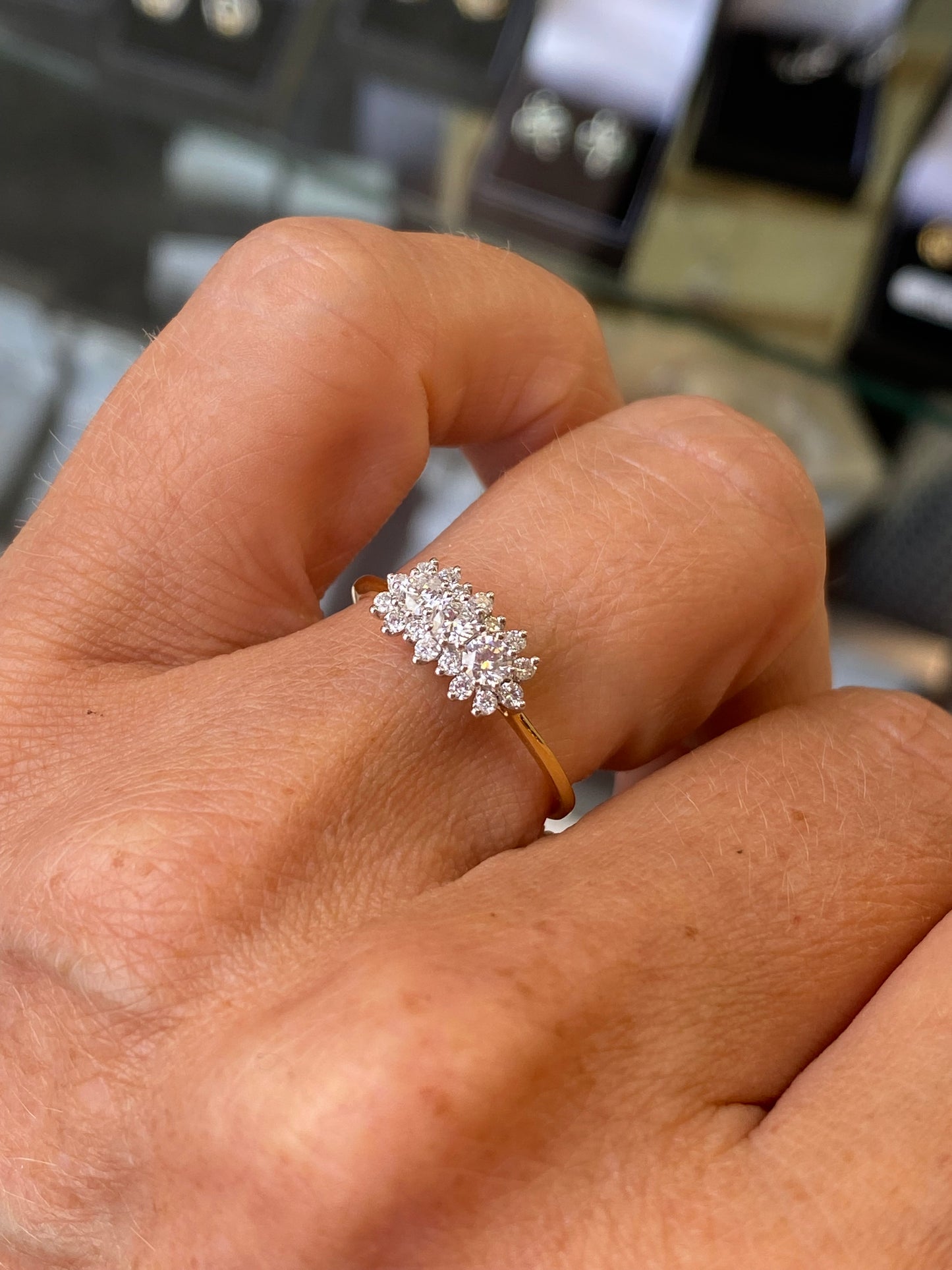 18ct Gold Boat Cluster Diamond Ring | 0.57ct - John Ross Jewellers