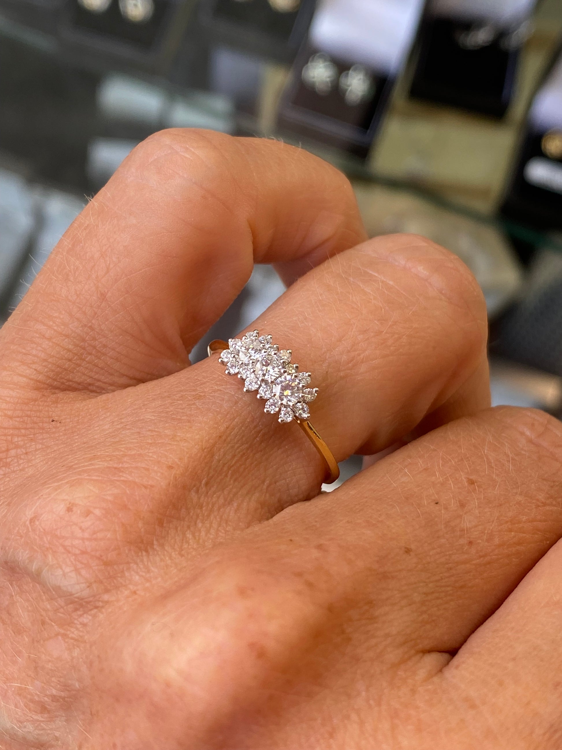 18ct Gold Boat Cluster Diamond Ring | 0.57ct - John Ross Jewellers