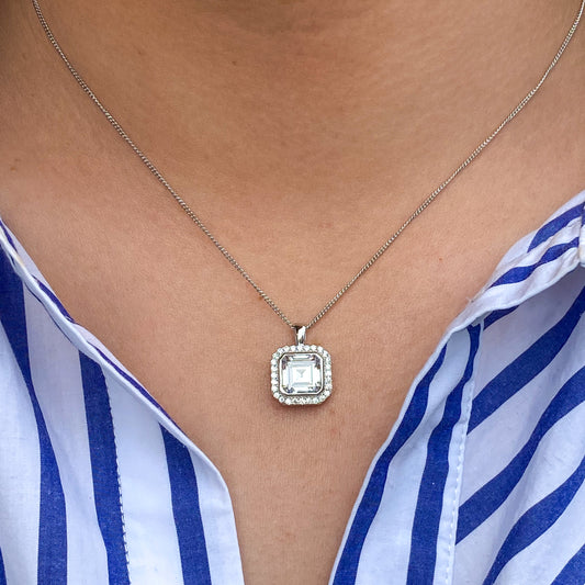 Silver Ascher CZ Halo Necklace | Medium - John Ross Jewellers