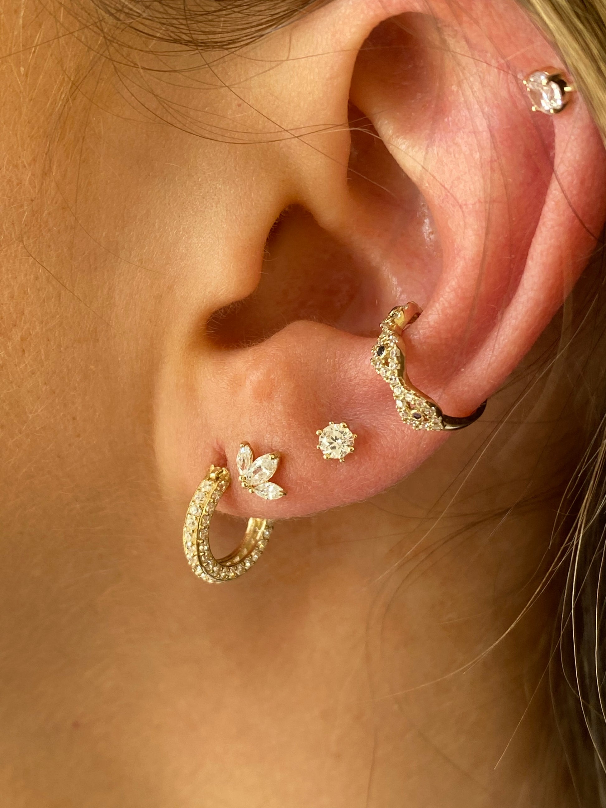 Ear Candy 9ct Gold Evil Eye CZ Ear Cuff - John Ross Jewellers
