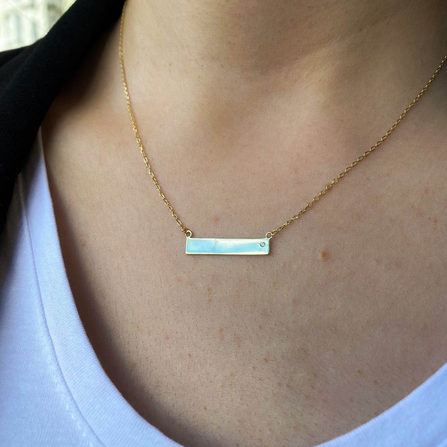 Sunshine Identity Bar Necklace | CZ