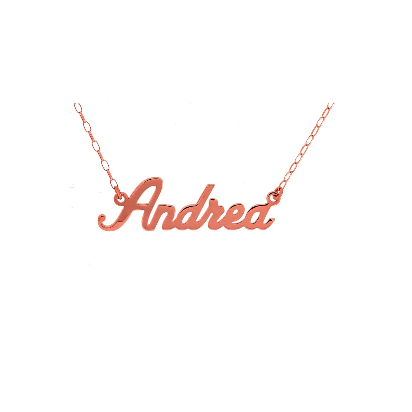 9ct Rose Gold Name Plate Necklace | Smaller Letters