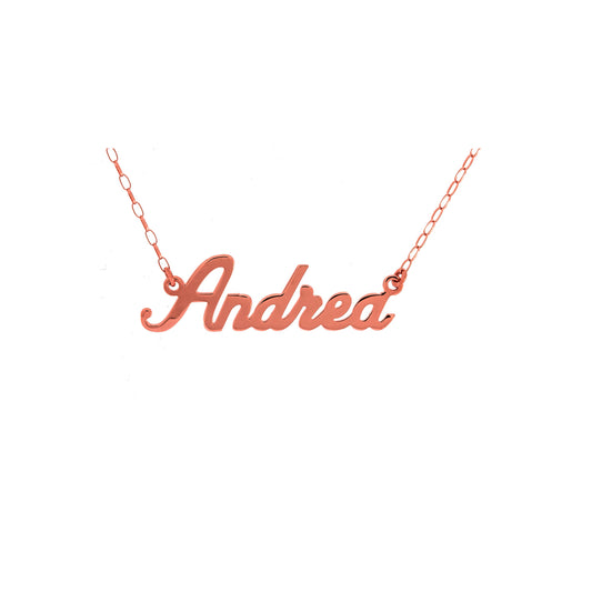 9ct Rose Gold Name Plate Necklace | Smaller Letters