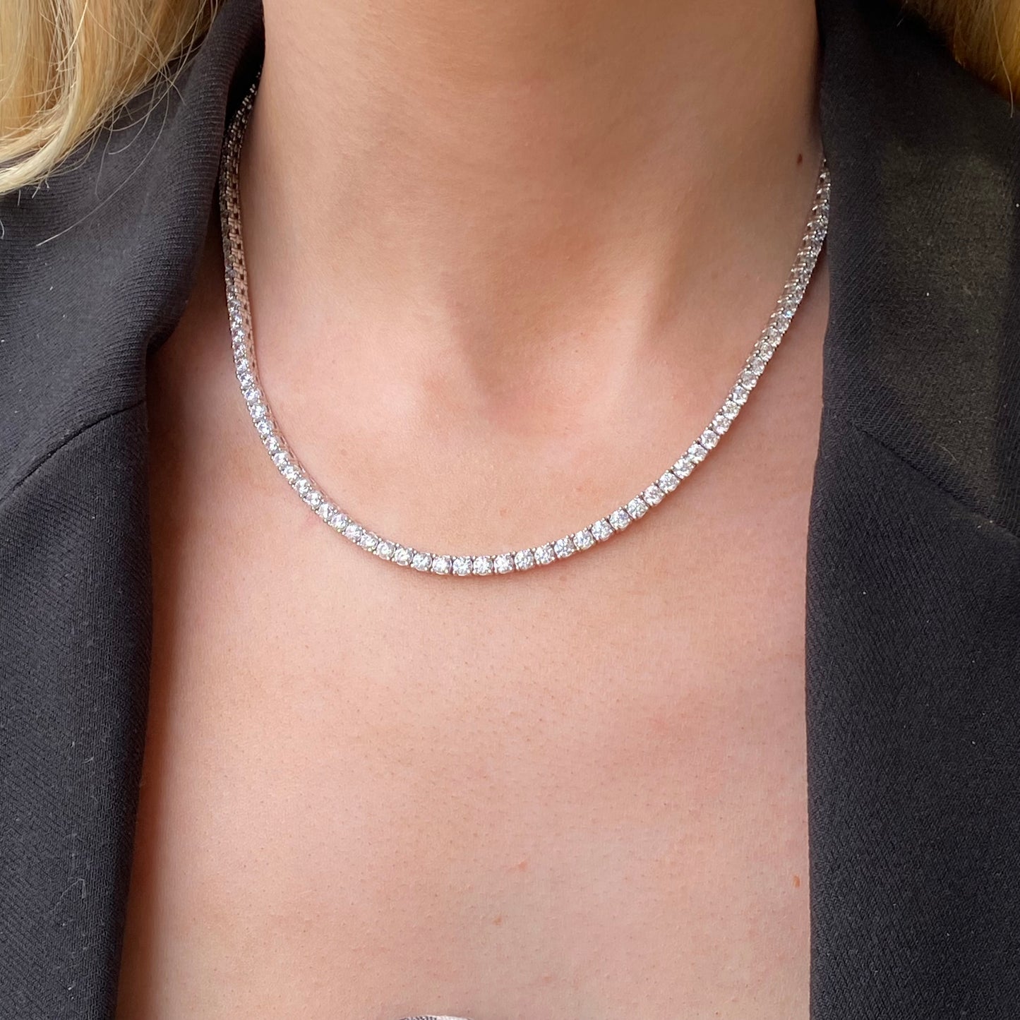 Silver 3mm CZ Tennis Necklace | 42cm - John Ross Jewellers