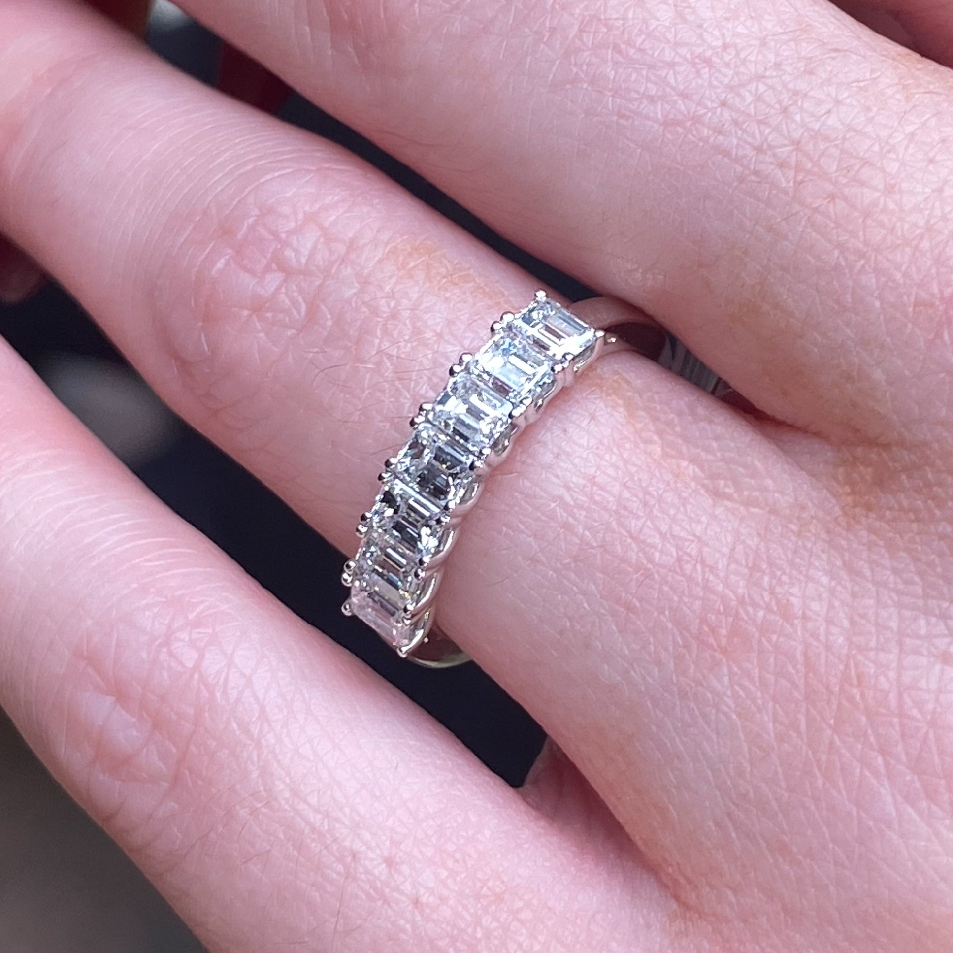 Platinum Emerald Cut Diamond Eternity Ring | 1.31ct - John Ross Jewellers