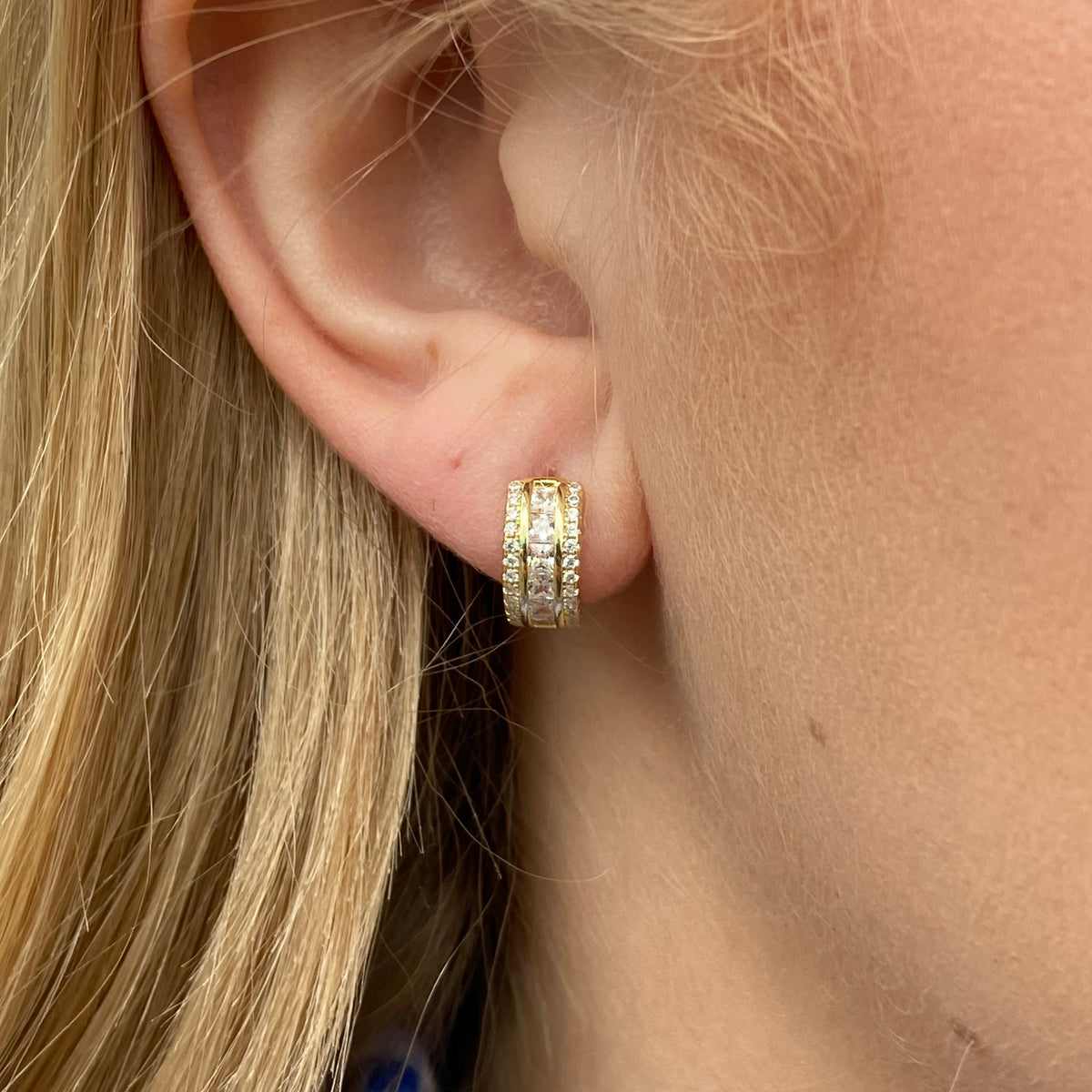 Sunshine Wide CZ Huggie Hoop Earrings | 12mm
