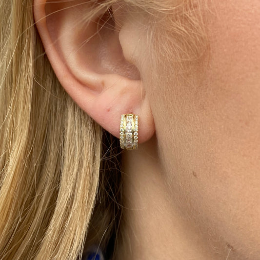 Sunshine Wide CZ Huggie Hoop Earrings | 12mm
