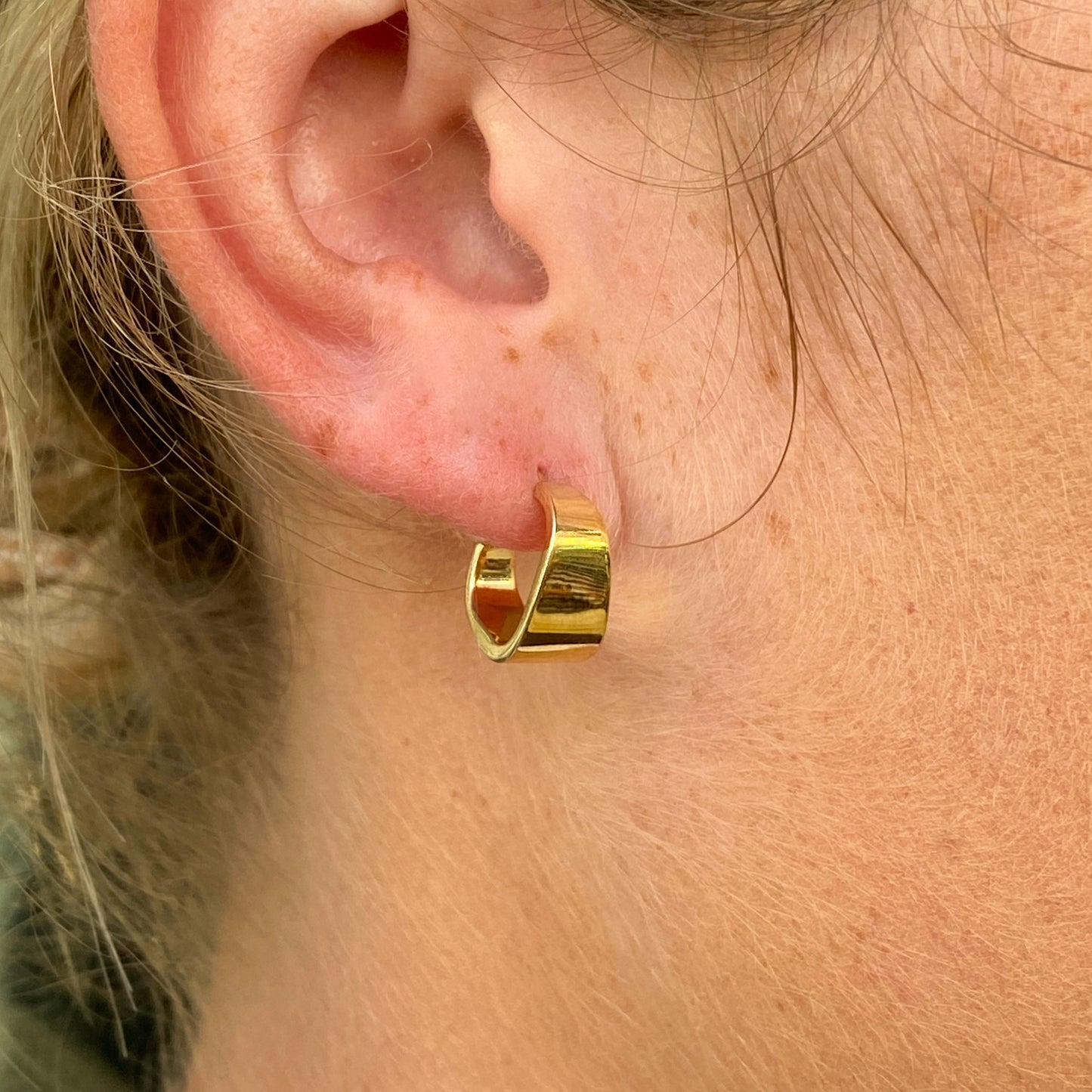 9ct Gold Square J Hoop Earrings - John Ross Jewellers