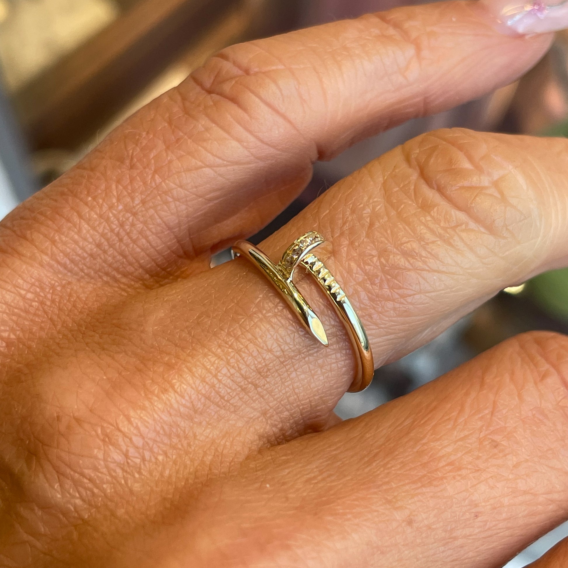 9ct Gold CZ Nail Ring - John Ross Jewellers