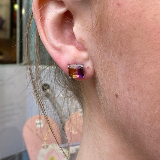 Silver Mystic Radiant CZ Stud Earrings | 7x9.5mm - John Ross Jewellers