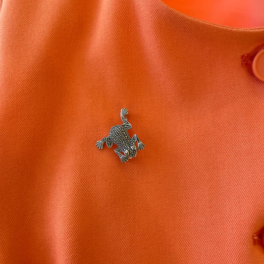 Silver Marcasite Little Frog Brooch - John Ross Jewellers