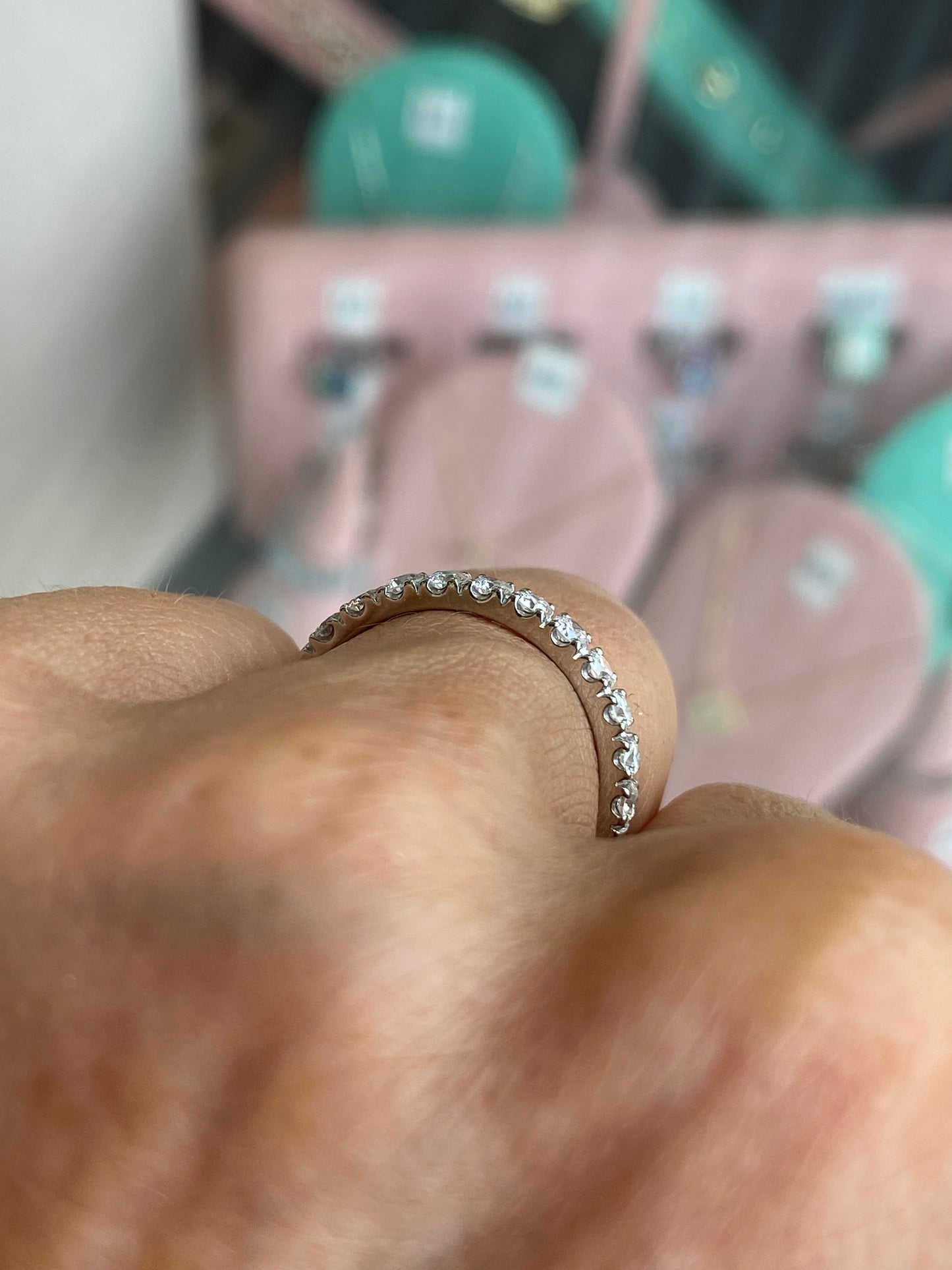 Lanza platinum diamond wedding band with 0.50ct diamond eternity design, featuring sparkling diamonds and a sleek polished finish.