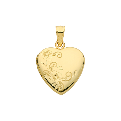 9ct Gold Floral Heart Locket Necklace | Small - John Ross Jewellers