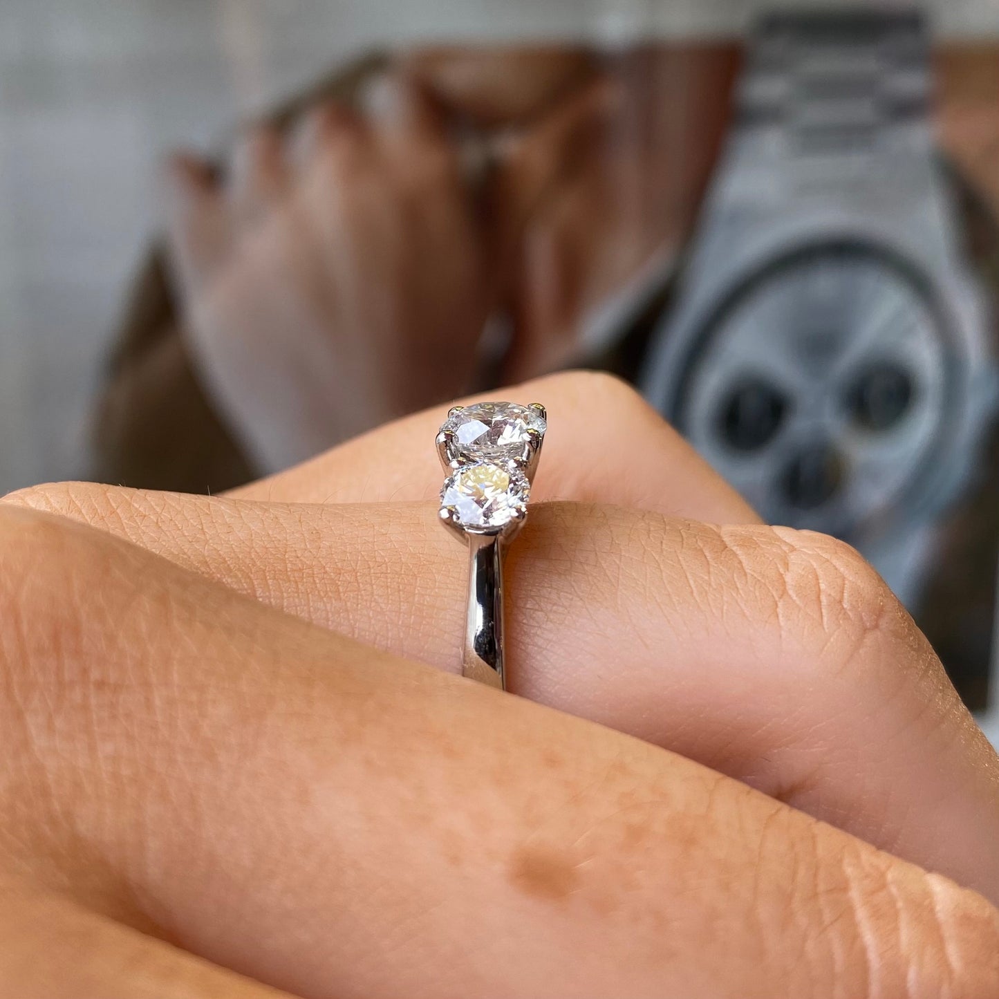 Platinum Trilogy Engagement Ring | Certificated Lab 2.04ct - John Ross Jewellers