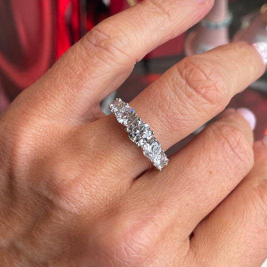 Silver Graduated Nine Stone CZ Ring