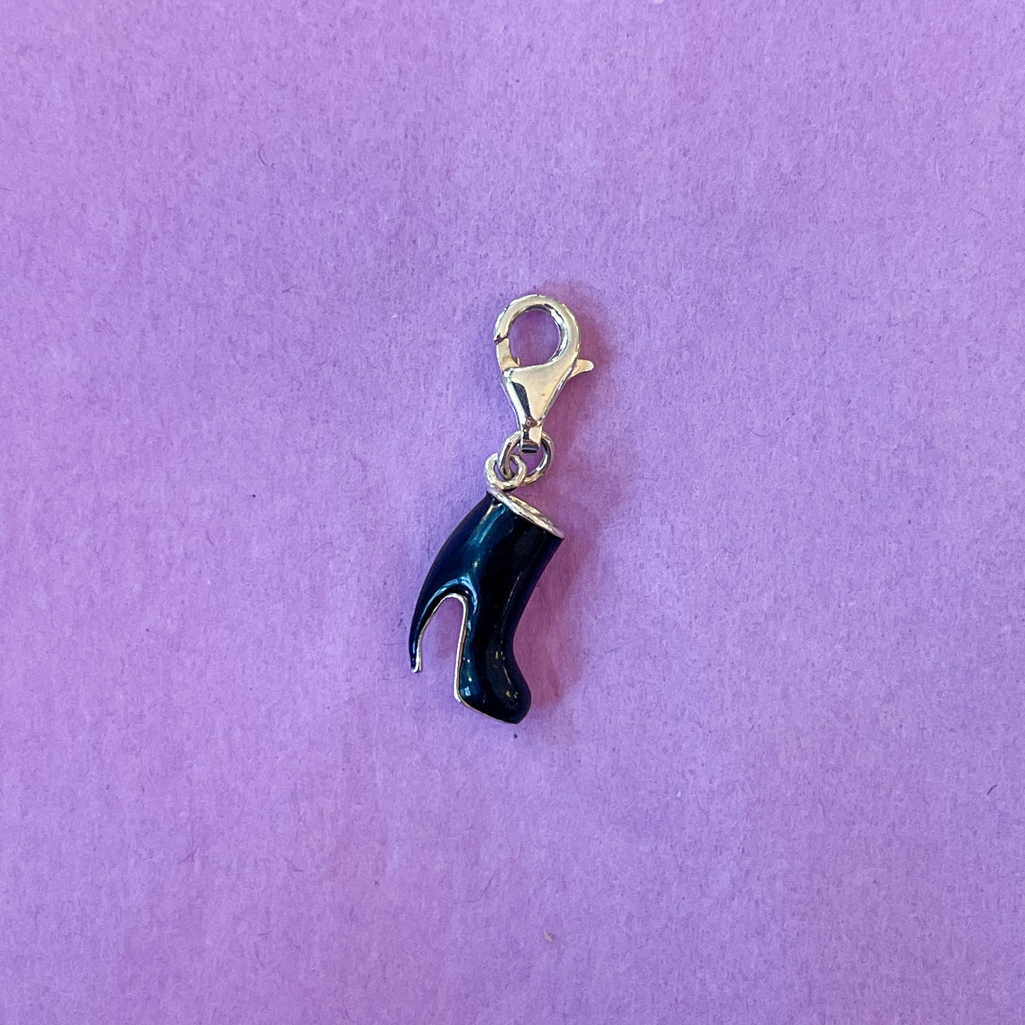 Silver Black Ankle Boot Clip-on Charm - John Ross Jewellers