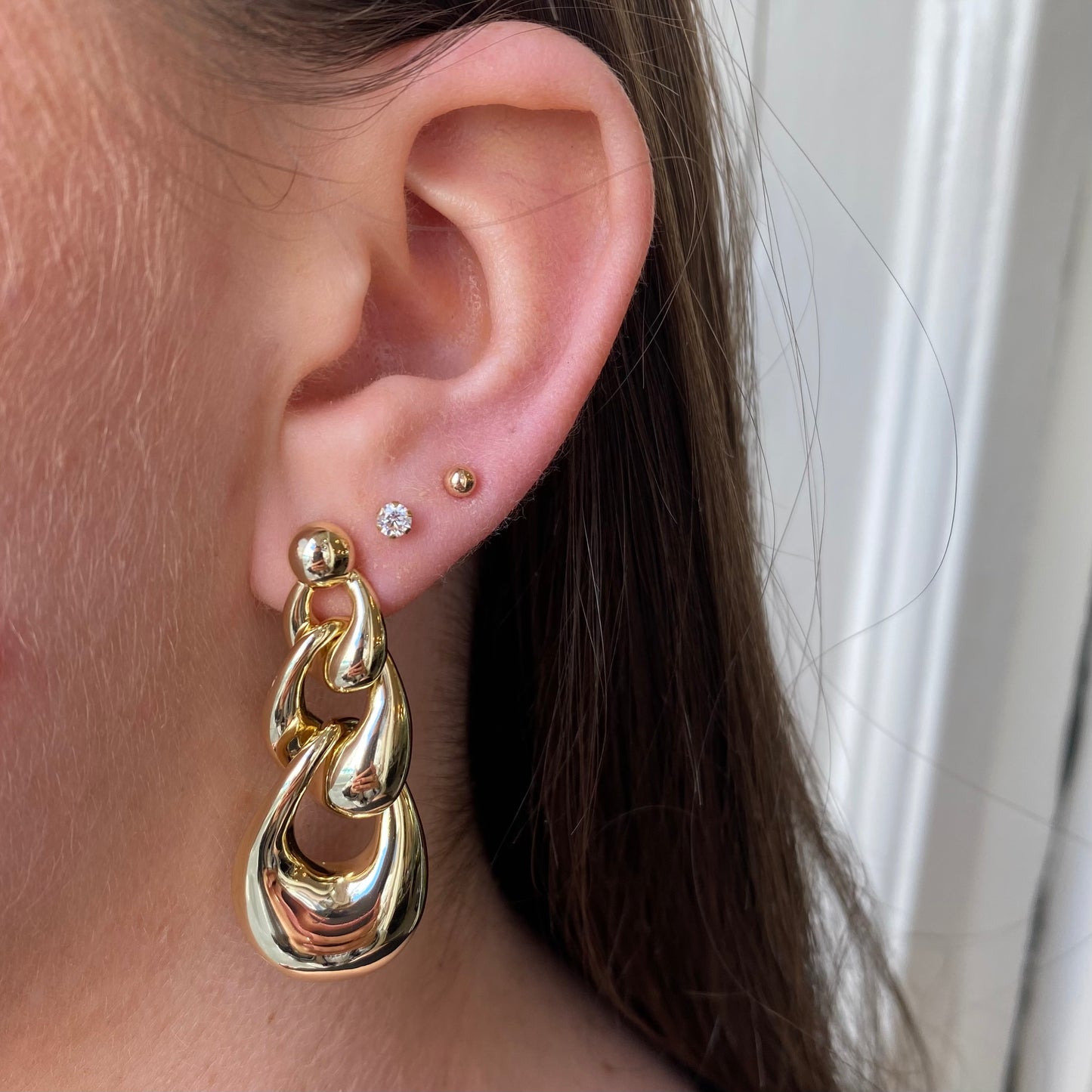 Sunshine Puffed Chain Link Drop Earrings - John Ross Jewellers