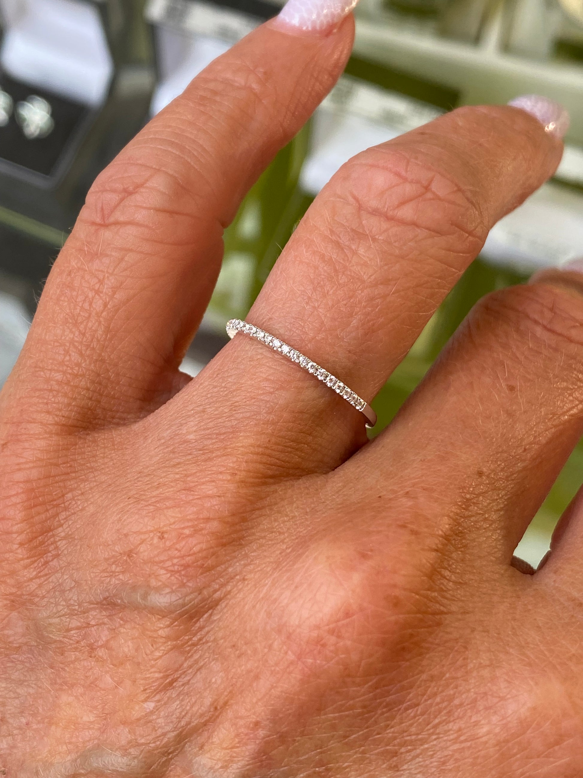 18ct White Gold Ultra Skinny Diamond Eternity Ring 0.09ct - John Ross Jewellers