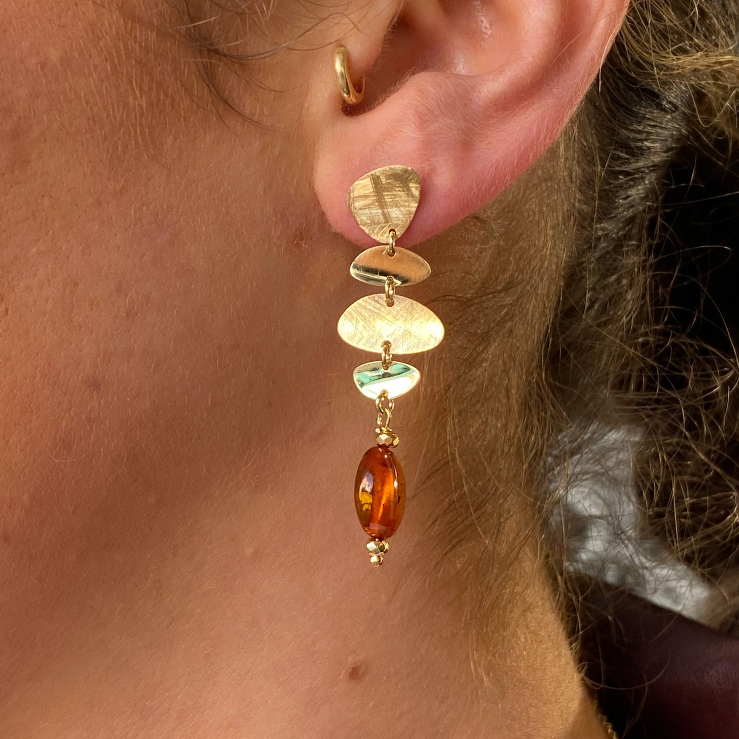 Baroque Drop Earrings | Clio | Amber