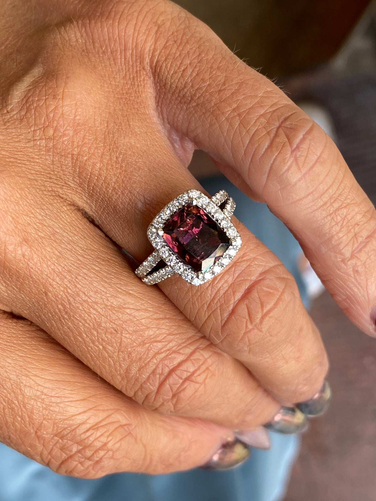 18ct Gold Pink Tourmaline & Diamond Ring