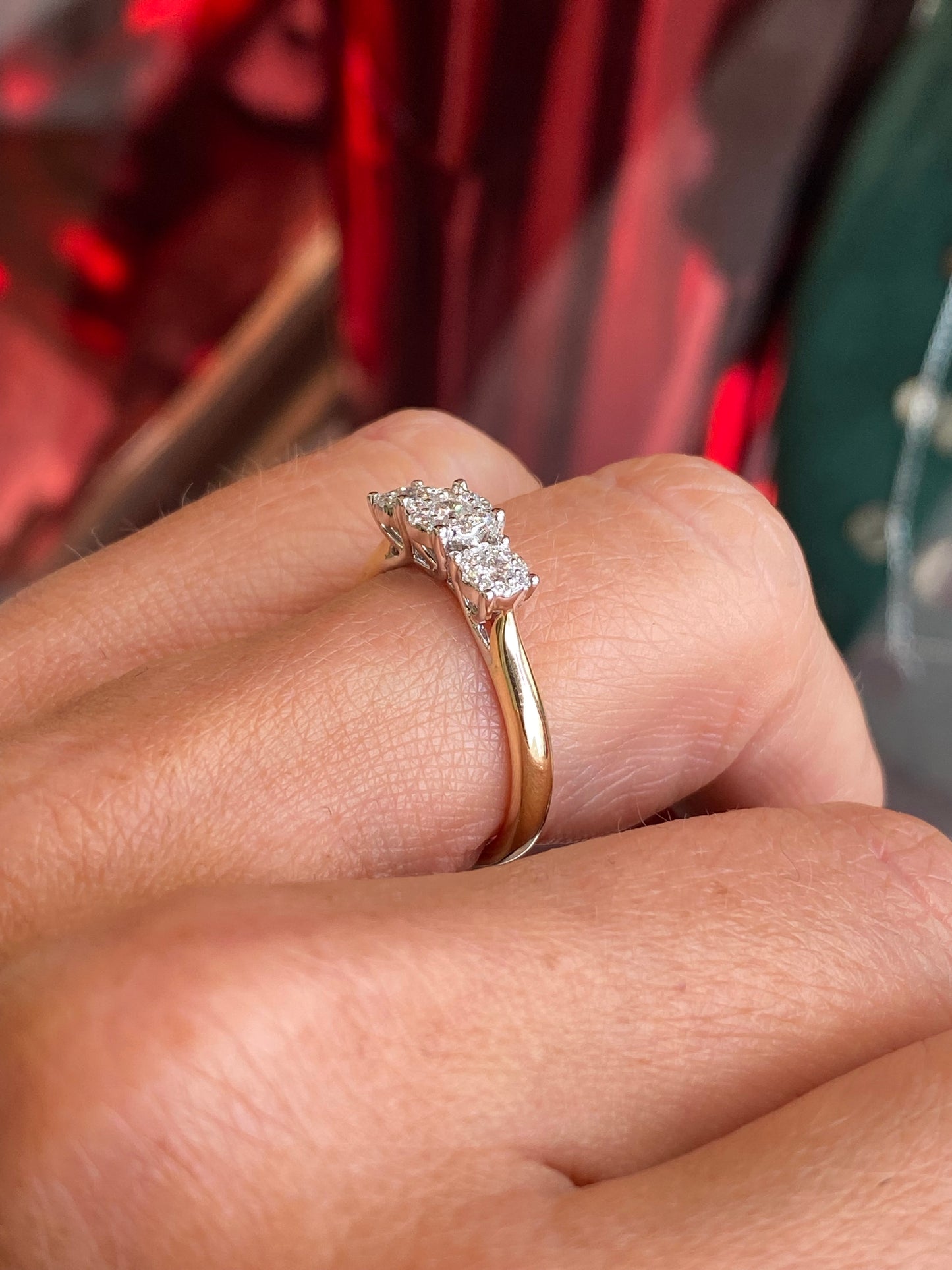 9ct Gold Trilogy Cluster Engagement Ring | 0.33ct