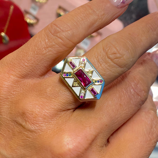 Sunshine Colours Geometric Statement Ring - John Ross Jewellers