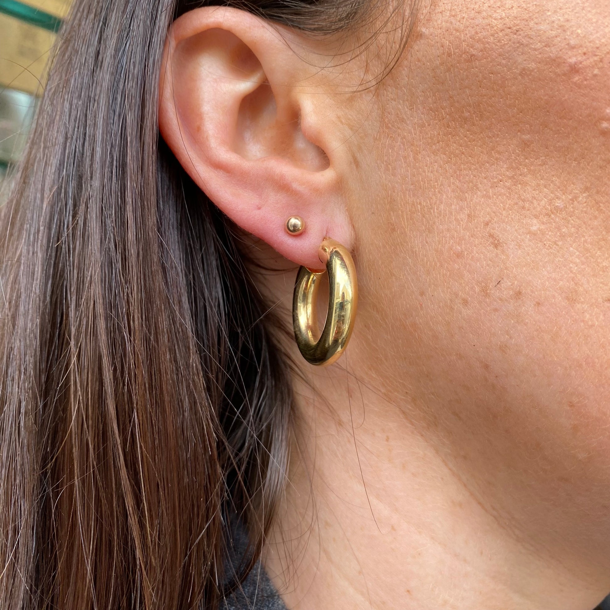 9ct Gold Chunky Tube Hoop Earrings 15mm - John Ross Jewellers