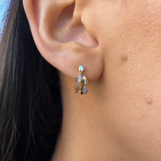 9ct Gold Diamond Double Serpent Hoop Earrings