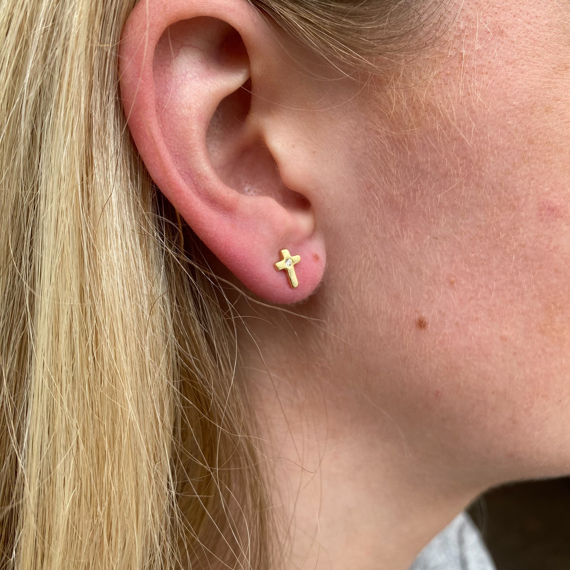 Sunshine CZ Cross Stud Earrings - John Ross Jewellers