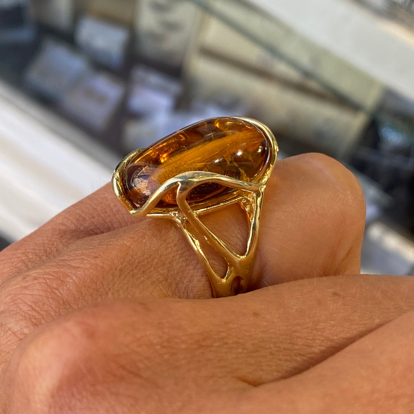 Amber Nugget Ring