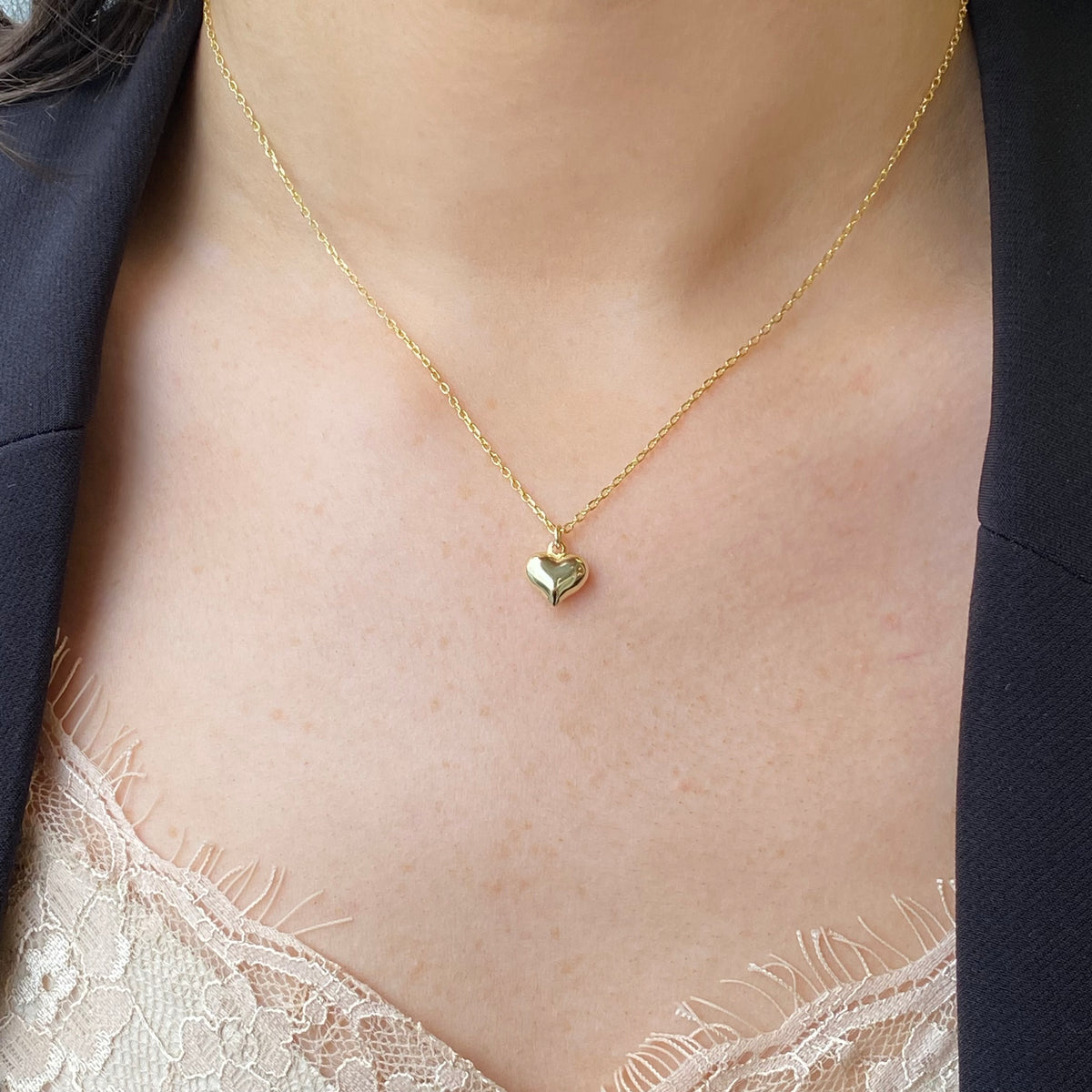 Sunshine 10mm Puffed Heart Necklace | 40 + 4cm