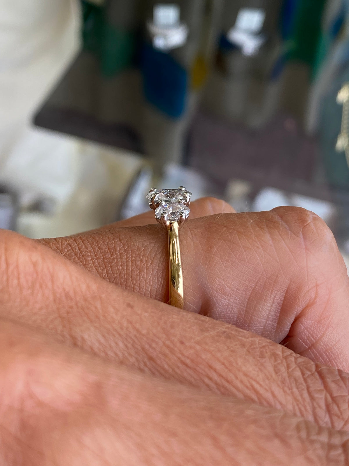 18ct Gold Oval Trilogy Engagement Ring | Certified Lab Grown 1.45ct