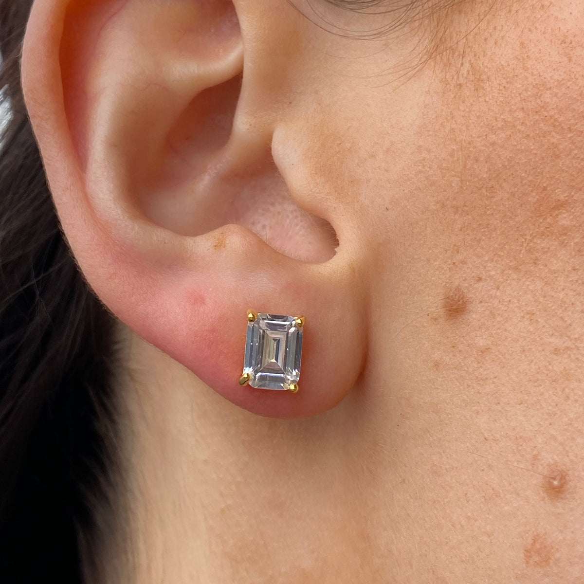 Sunshine Emerald Cut Stud Earrings