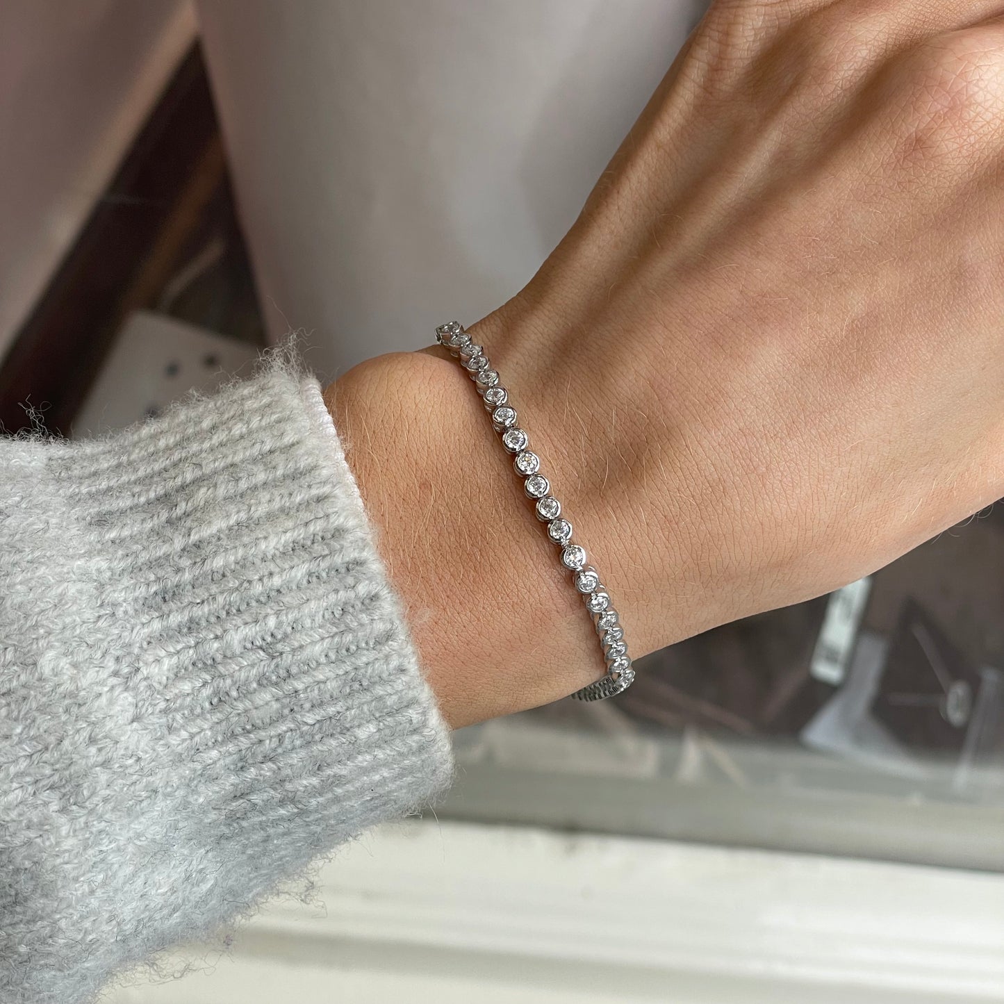 Silver Rubover CZ Tennis Bracelet | 19cm - John Ross Jewellers