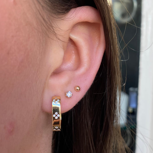 Sunshine CZ Quatrefoil Square Hoop Earrings - John Ross Jewellers