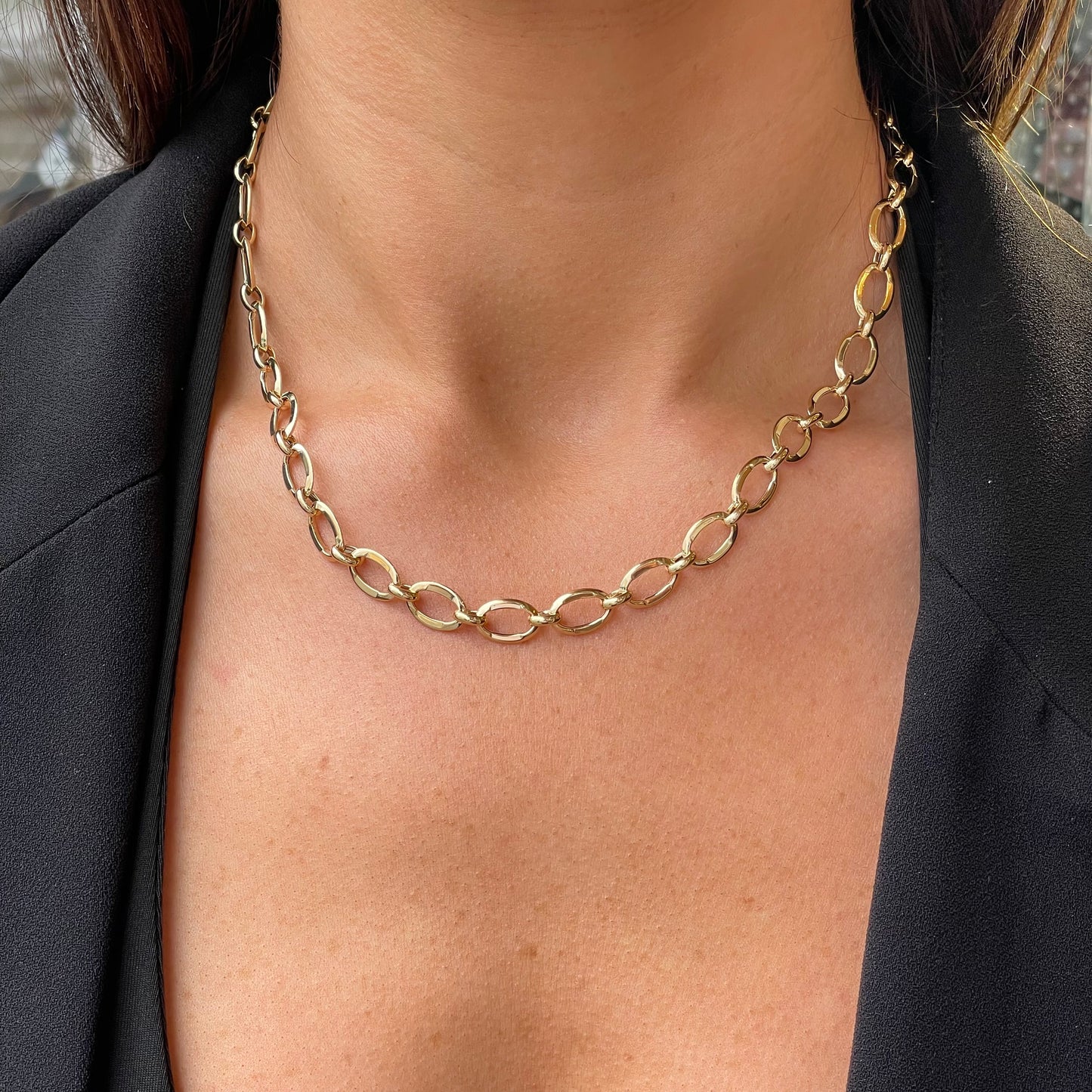9ct Gold Oval Link Necklace - John Ross Jewellers