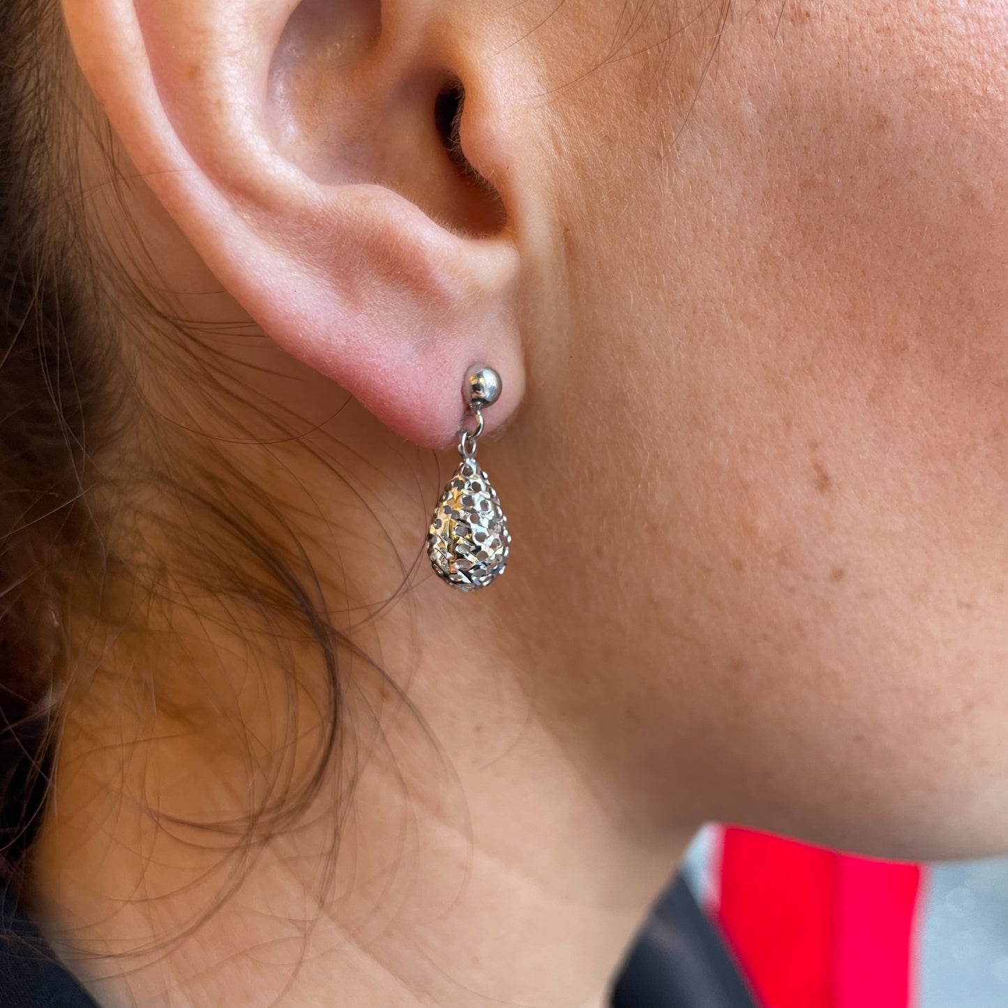 9ct White Gold Tear Drop Earrings | Diamond Cut - John Ross Jewellers