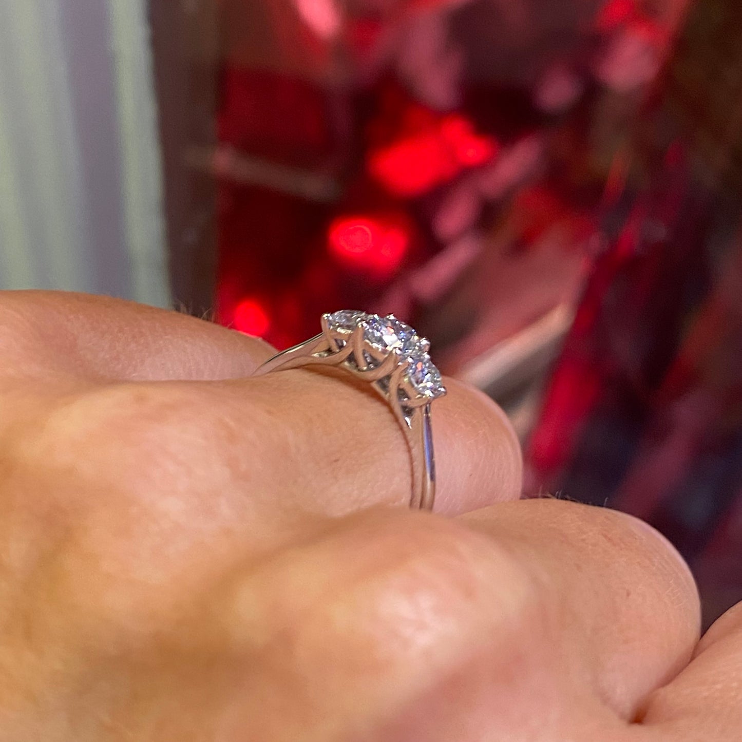 Platinum Trilogy Engagement Ring | 0.88ct Lab