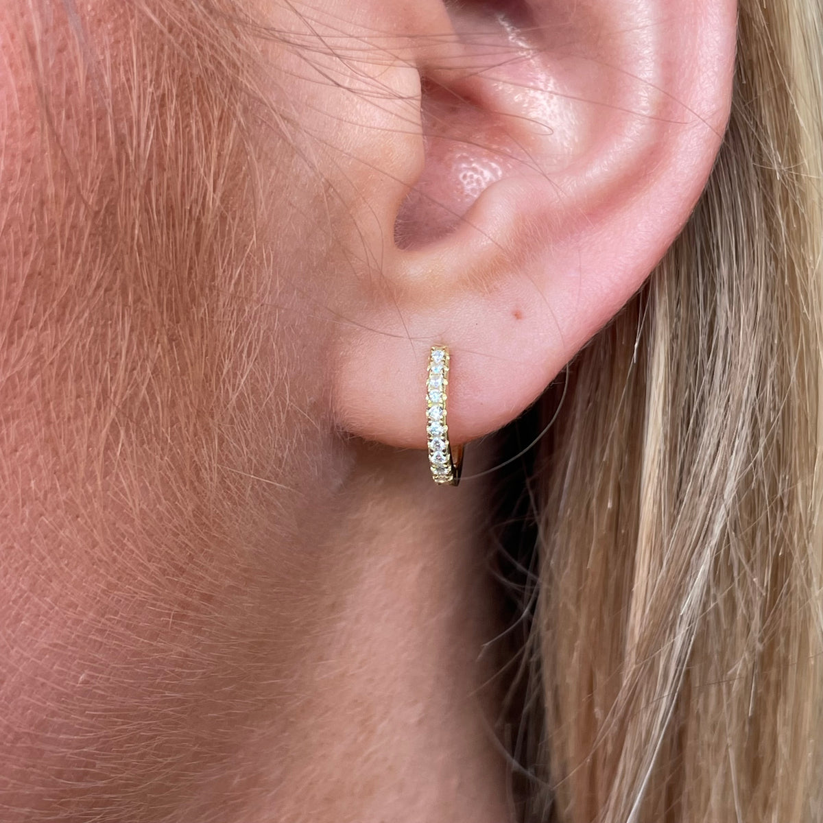 Sunshine Skinny CZ Huggie Hoop Earrings